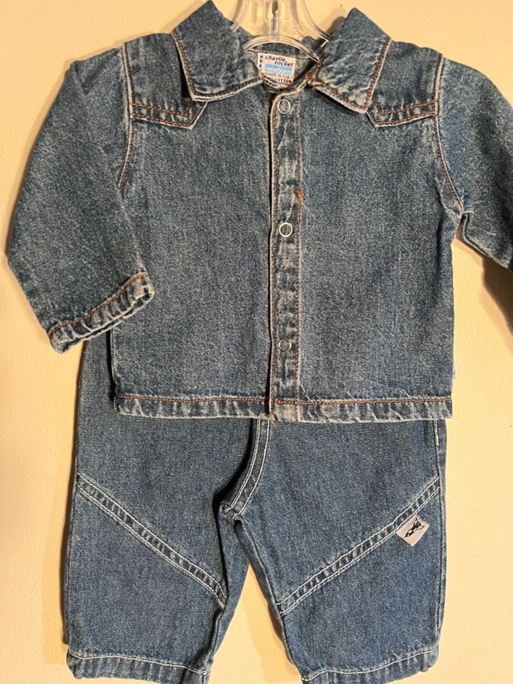 Vintage Charlie Rocket Kids Denim 2 piece set. - Blue Wash​